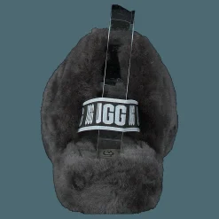 UGG Fluff Yeah Slide Charcoal Svart Sale