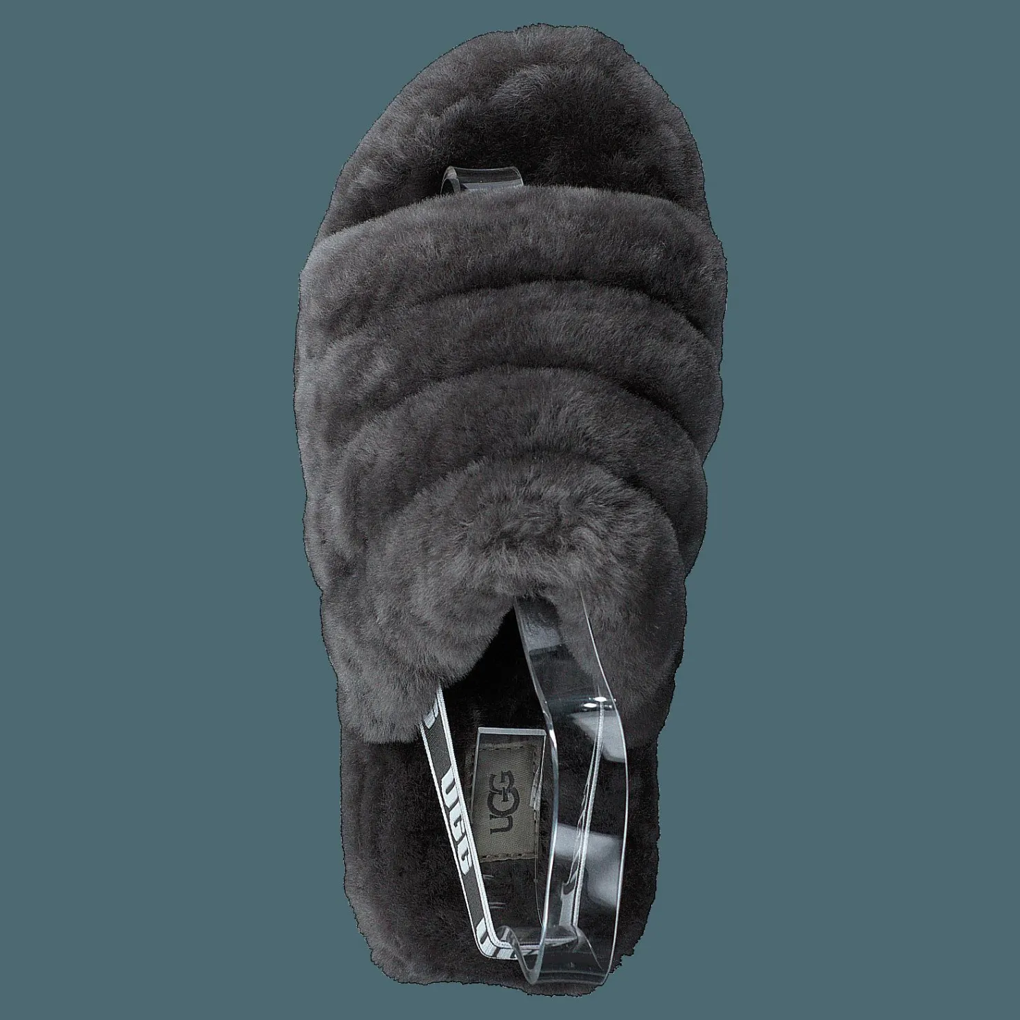 UGG Fluff Yeah Slide Charcoal Svart Sale