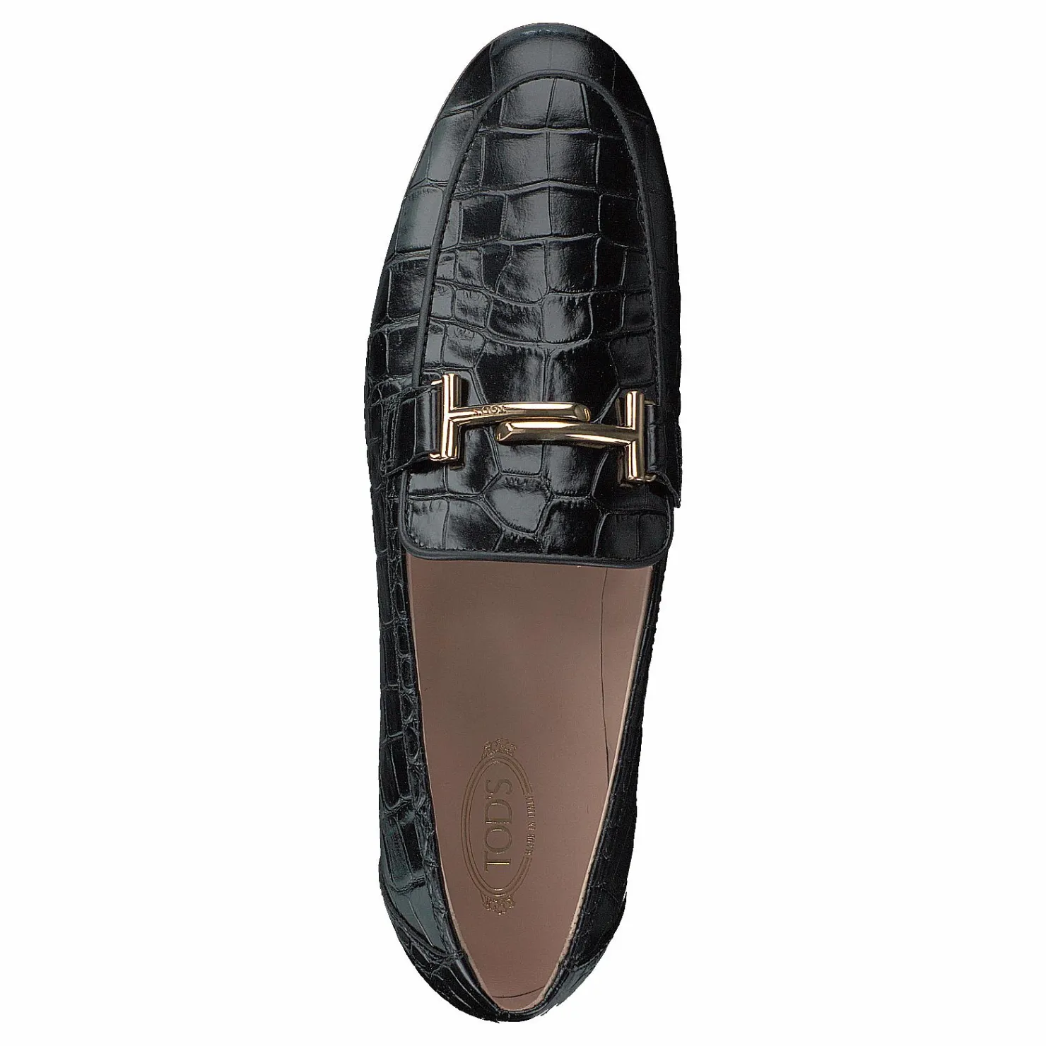 Tod's Gommini Double T Black Printed Reptile Svart