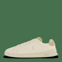 Polo Ralph Lauren Heritage Court II Leather Sneaker Ecru / Bone Beige Discount