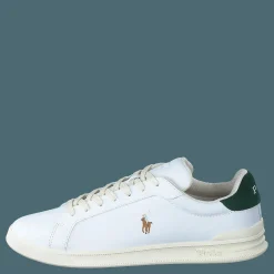 Polo Ralph Lauren Heritage Court II Leather Sneaker White / College Green Vit Clearance