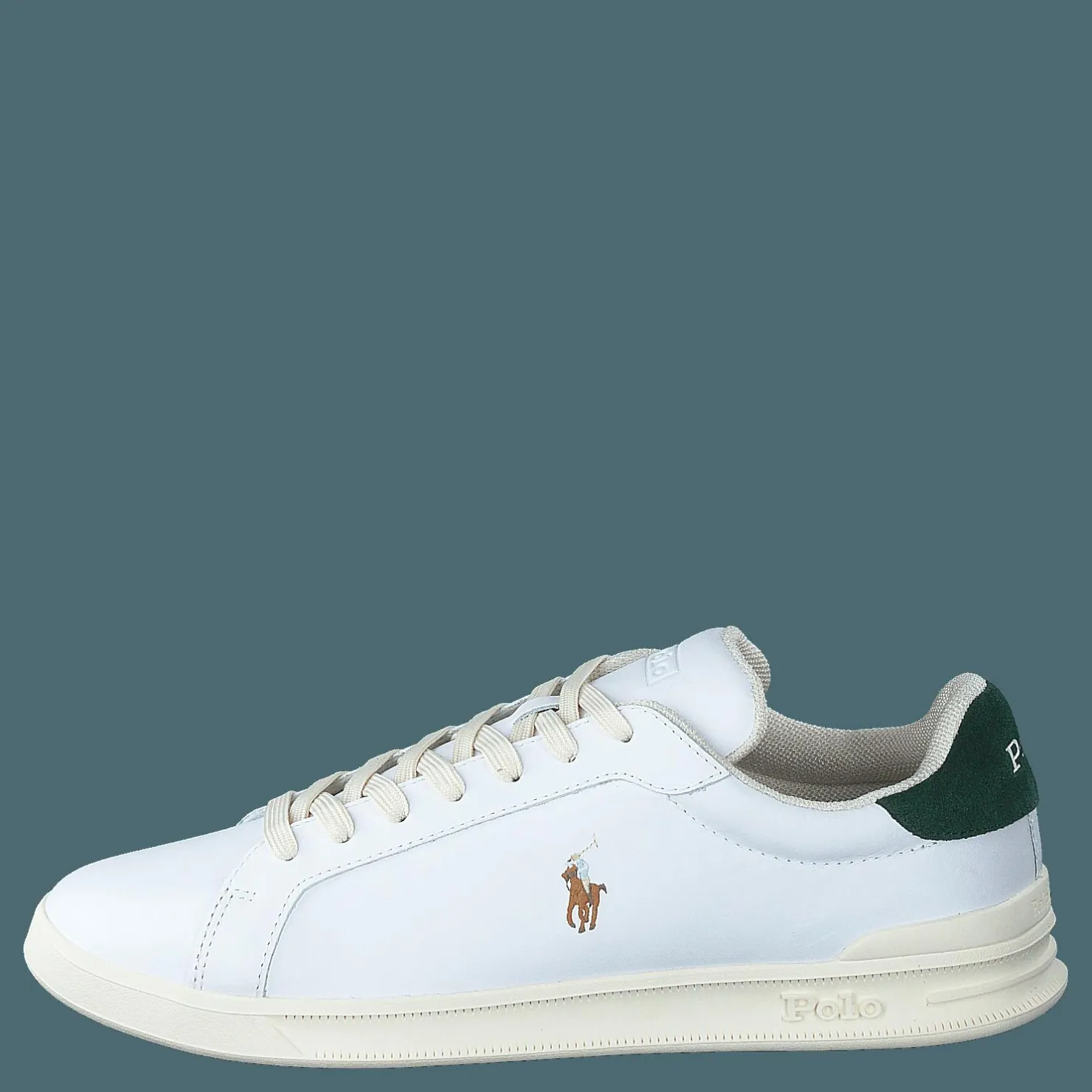 Polo Ralph Lauren Heritage Court II Leather Sneaker White / College Green Vit Clearance