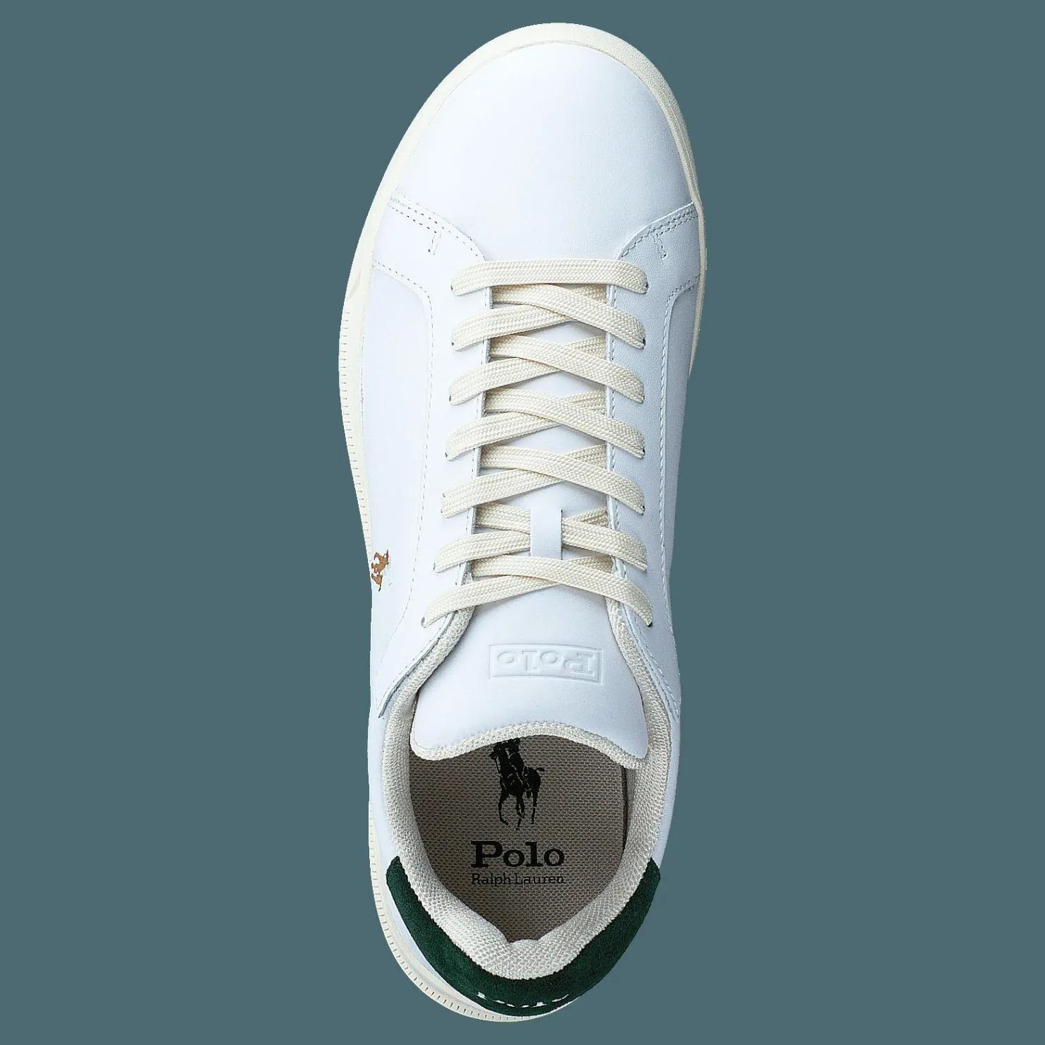 Polo Ralph Lauren Heritage Court II Leather Sneaker White / College Green Vit Clearance