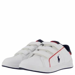 Ralph Lauren Junior Heritage Court Iii Ez C-white Smooth/navy W/ Navy Pp Vit Clearance