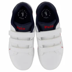 Ralph Lauren Junior Heritage Court Iii Ez C-white Smooth/navy W/ Navy Pp Vit Clearance