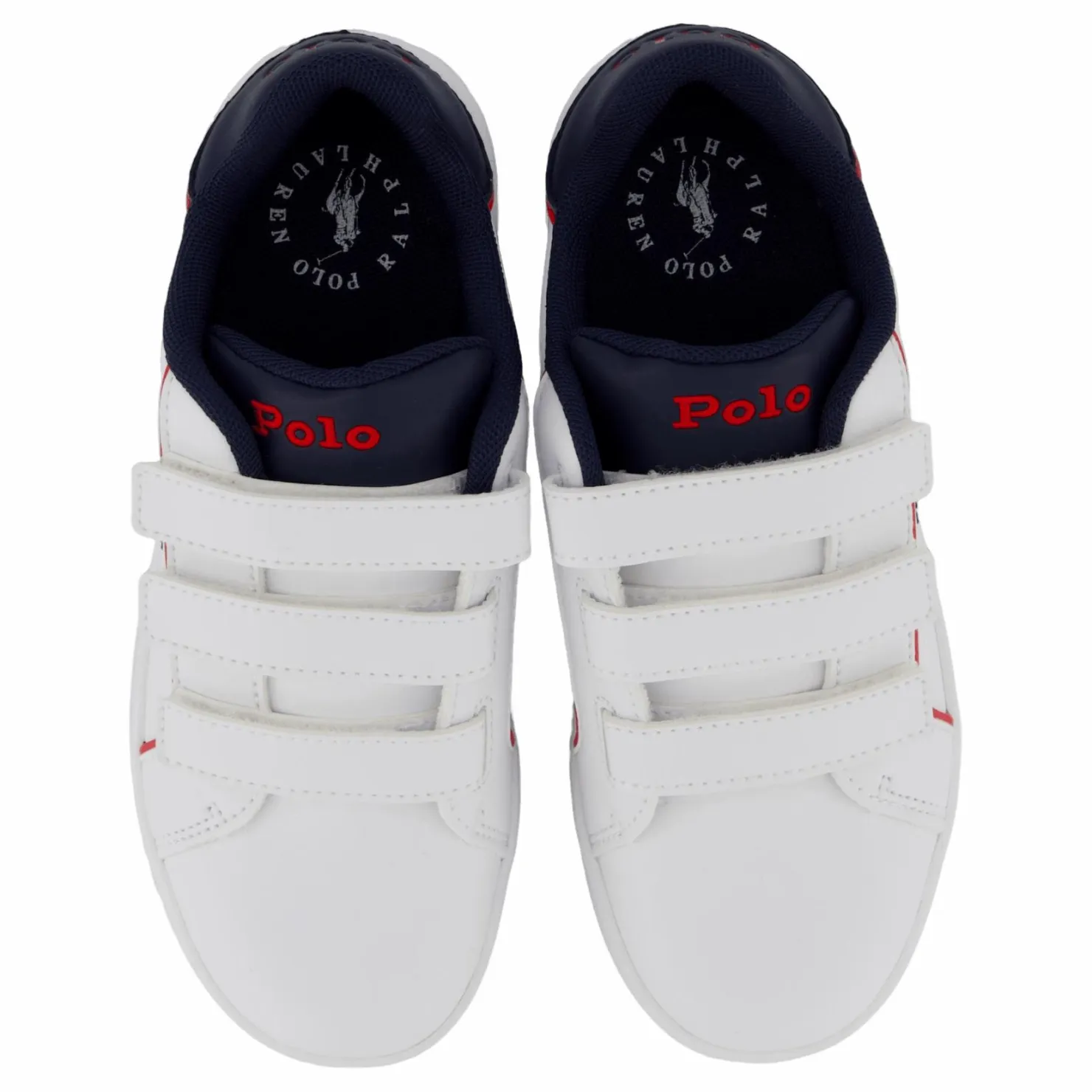 Ralph Lauren Junior Heritage Court Iii Ez C-white Smooth/navy W/ Navy Pp Vit Clearance