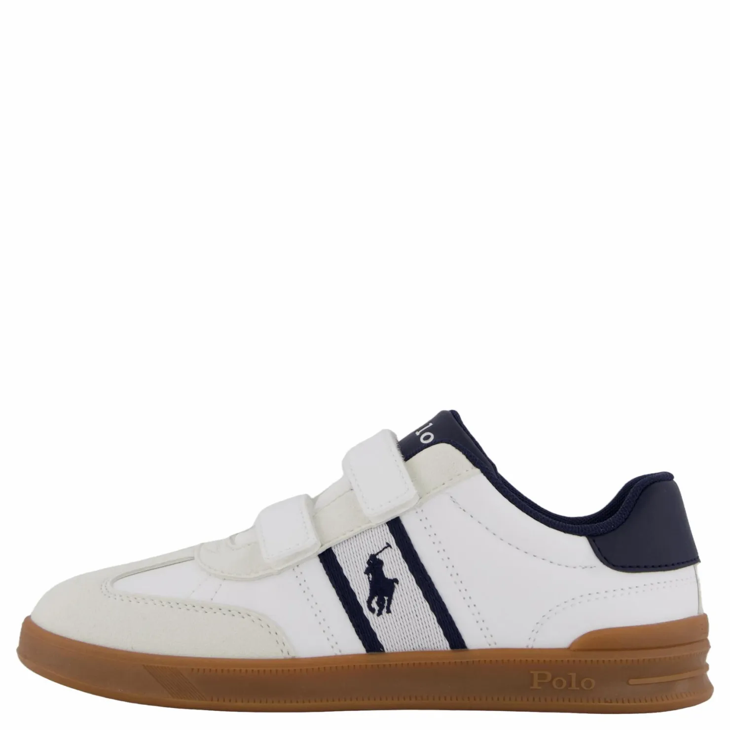 Ralph Lauren Junior Heritage Court Iii Ez T-toe C-white Smooth/grey Micro/navy Vit New