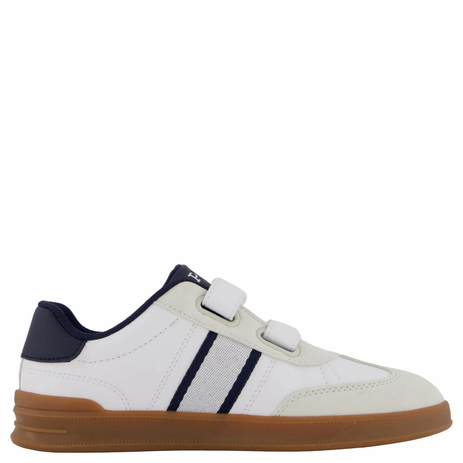 Ralph Lauren Junior Heritage Court Iii Ez T-toe C-white Smooth/grey Micro/navy Vit New