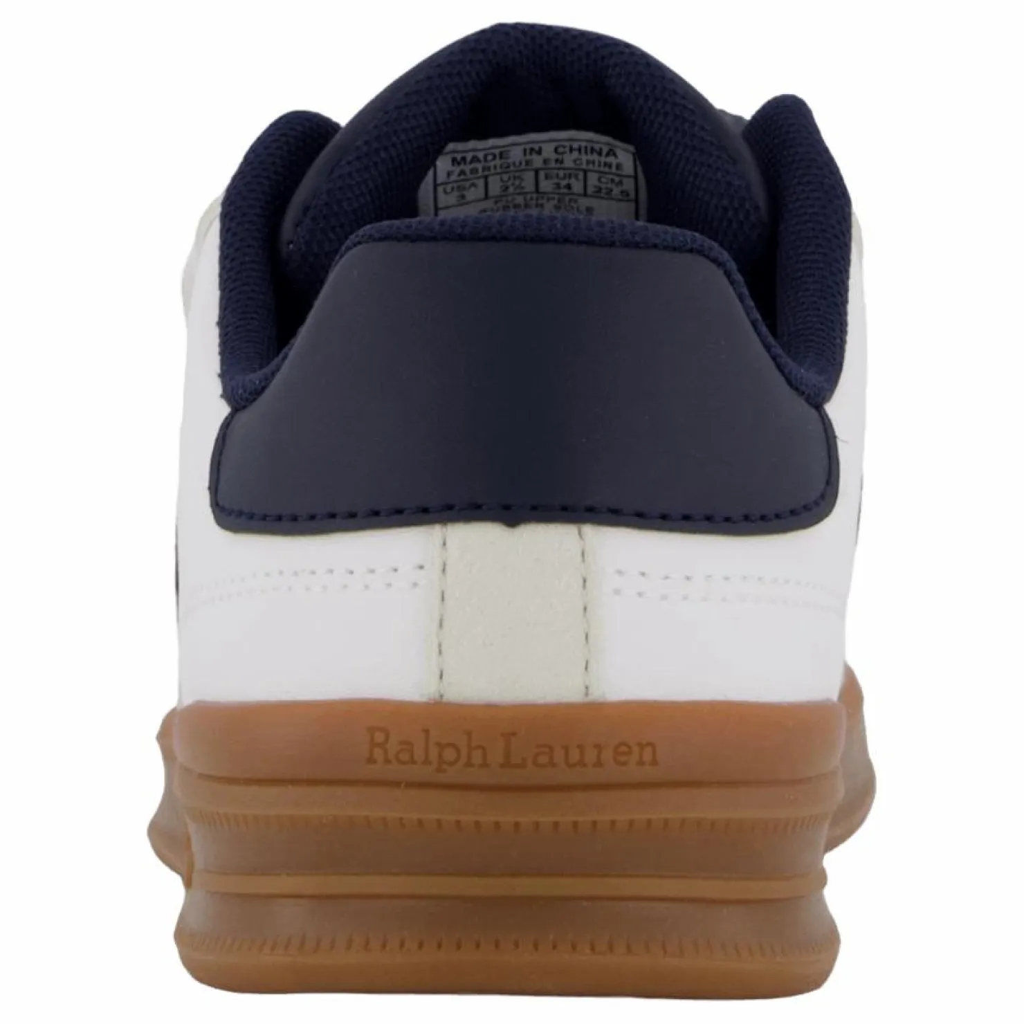 Ralph Lauren Junior Heritage Court Iii Ez T-toe C-white Smooth/grey Micro/navy Vit New