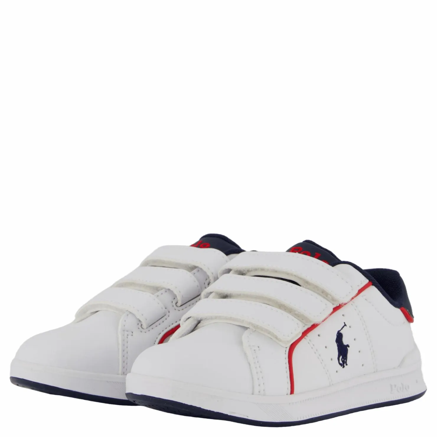 Ralph Lauren Junior Heritage Court Iii Ez T-white Smooth/navy W/ Navy Pp Vit Outlet