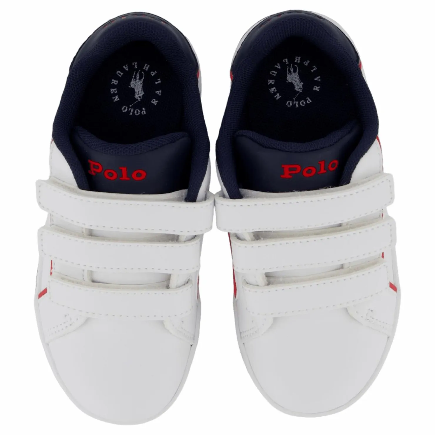 Ralph Lauren Junior Heritage Court Iii Ez T-white Smooth/navy W/ Navy Pp Vit Outlet