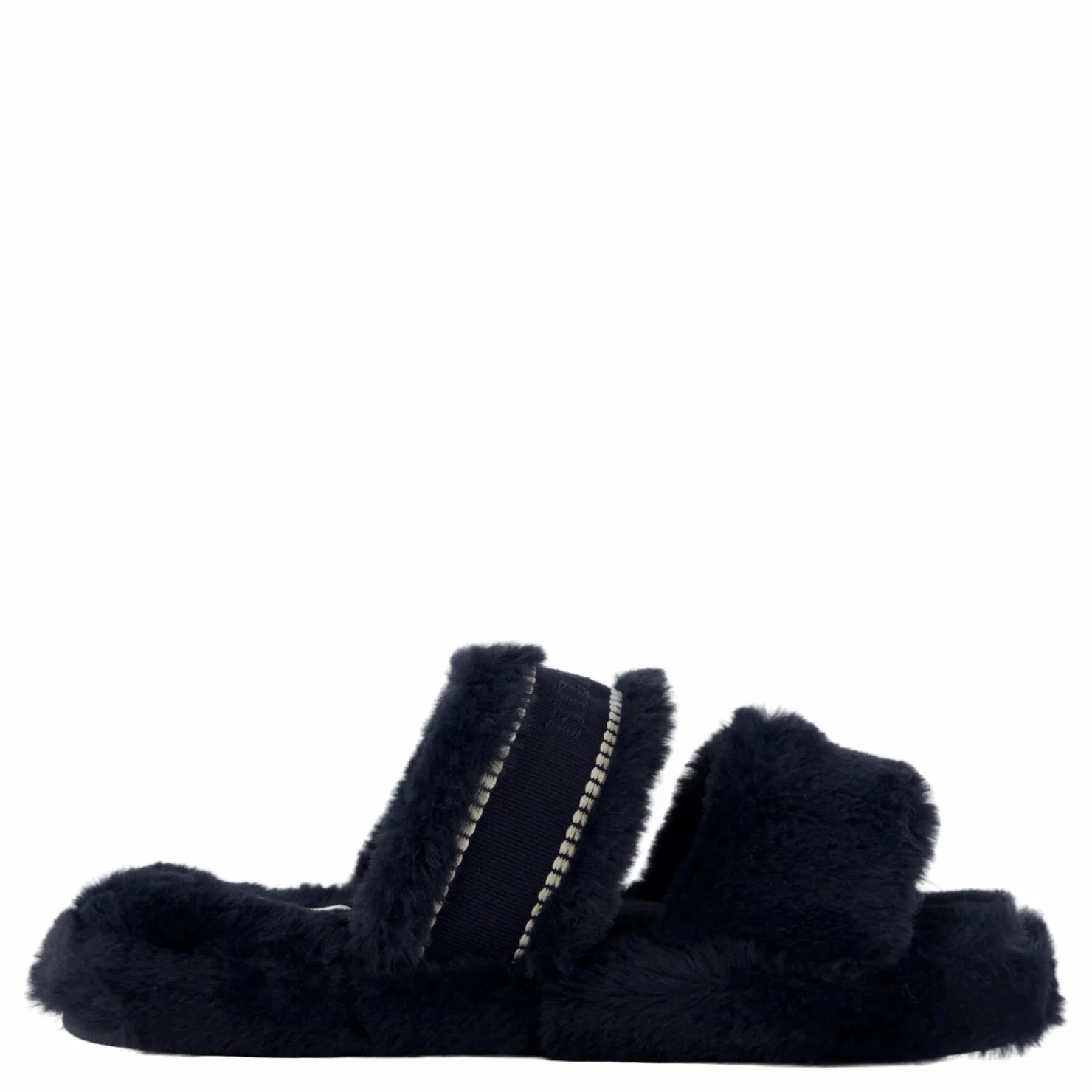 Tommy Hilfiger Hilfiger Fur Basics Slipper Space Blue Svart Discount