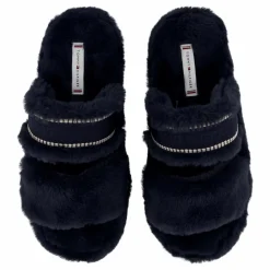 Tommy Hilfiger Hilfiger Fur Basics Slipper Space Blue Svart Discount