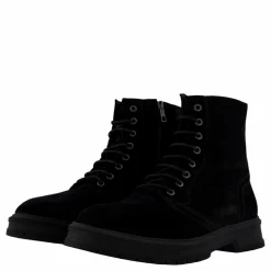 Tommy Hilfiger Hilfiger Suede Lace Zip Boot Black Svart Outlet