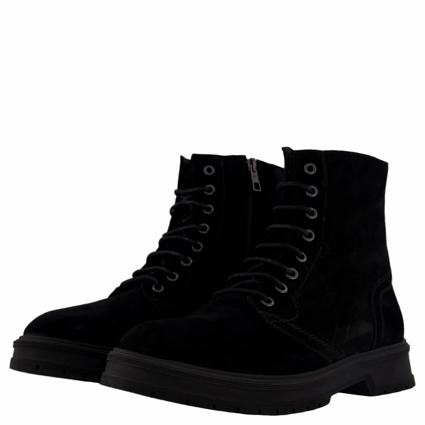 Tommy Hilfiger Hilfiger Suede Lace Zip Boot Black Svart Outlet