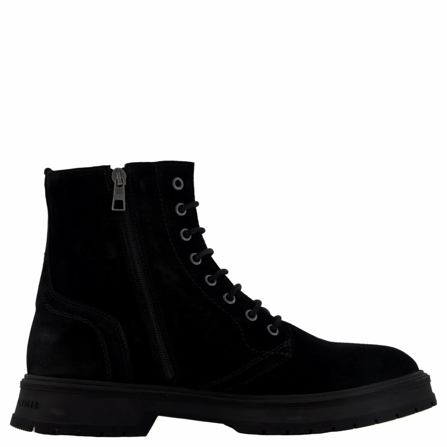 Tommy Hilfiger Hilfiger Suede Lace Zip Boot Black Svart Outlet