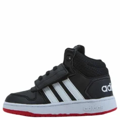 adidas Hoops 2.0 Mid Shoes Core Black / Cloud White / Vivid Red Svart Online