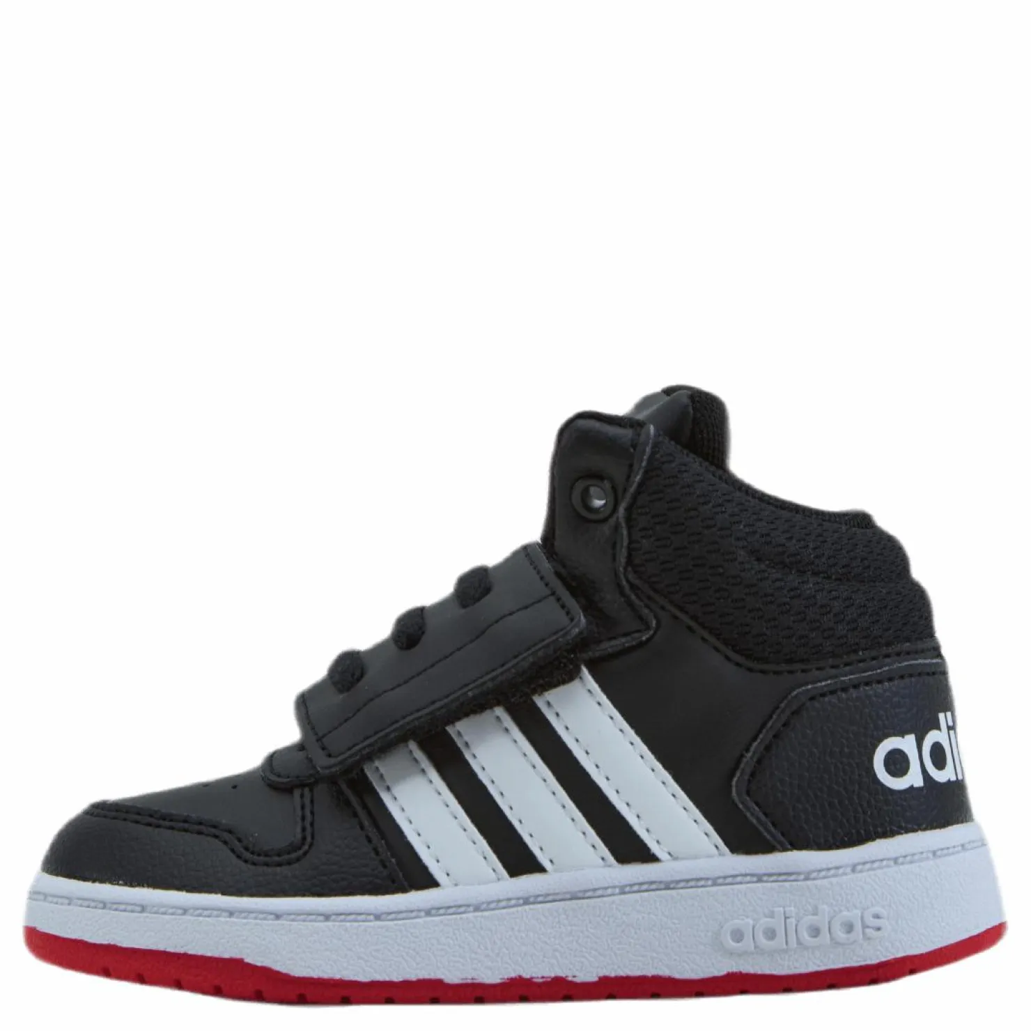 adidas Hoops 2.0 Mid Shoes Core Black / Cloud White / Vivid Red Svart Online