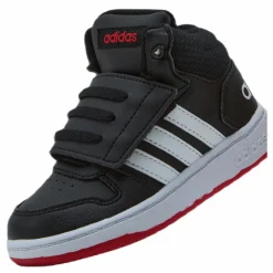 adidas Hoops 2.0 Mid Shoes Core Black / Cloud White / Vivid Red Svart Online