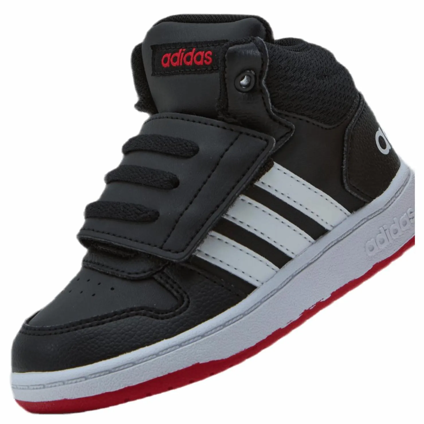 adidas Hoops 2.0 Mid Shoes Core Black / Cloud White / Vivid Red Svart Online