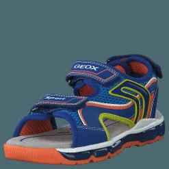 Geox J Sandal Android Boy Royal/orange Grå och Blå Discount