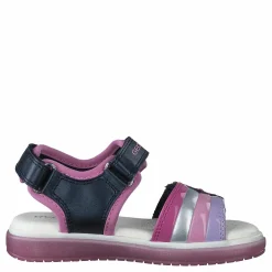 Geox J Sandal Blikk Girl Navy Lila och Blå Outlet