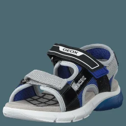 Geox J Sandal Flexyper Bo Black/royal Grå Outlet