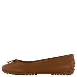Lauren Ralph Lauren Jayna Nappa Leather Driver Flat Deep Saddle Tan Brun Sale