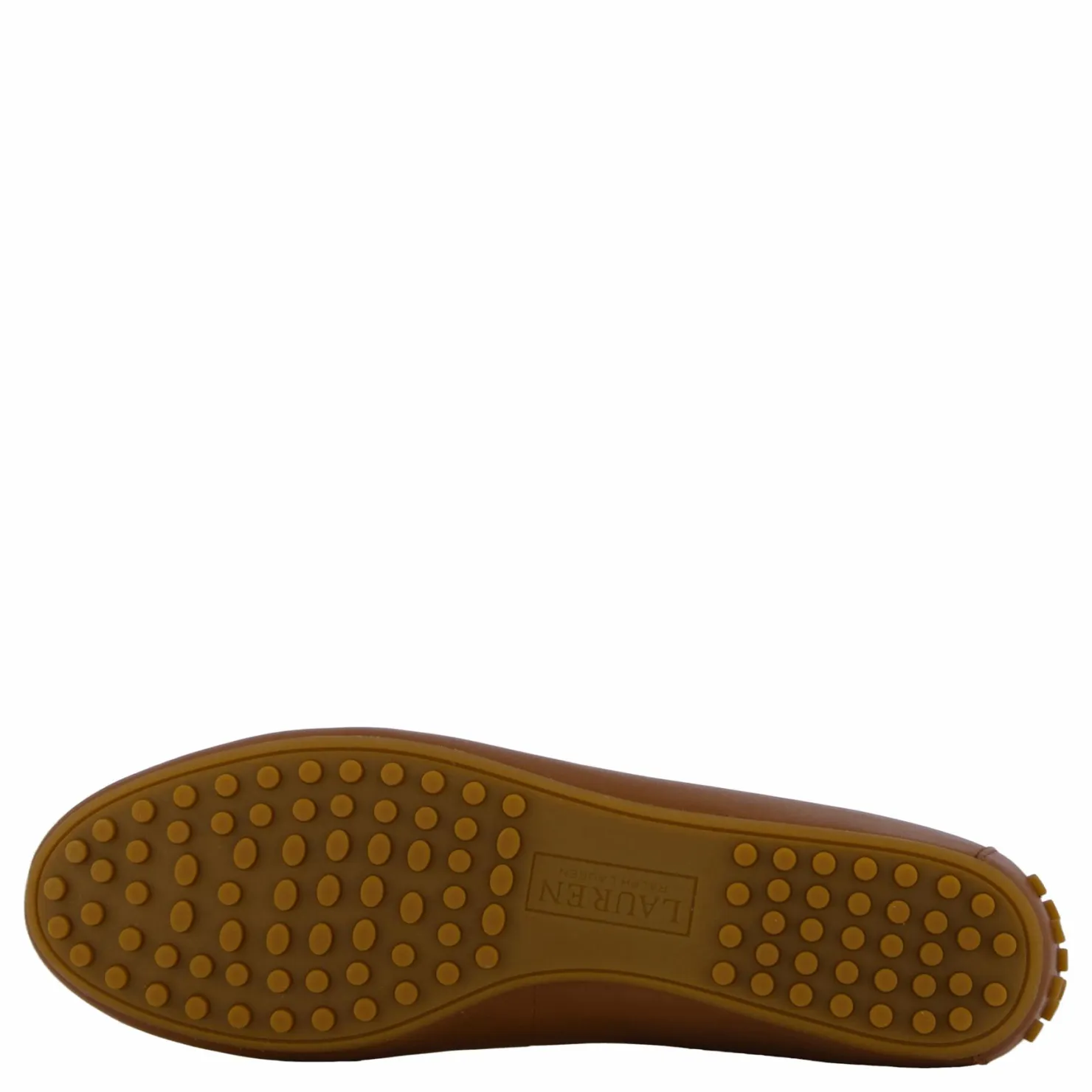 Lauren Ralph Lauren Jayna Nappa Leather Driver Flat Deep Saddle Tan Brun Sale