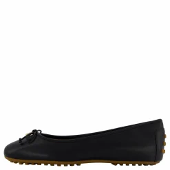 Lauren Ralph Lauren Jayna Nappa Leather Driver Flat Black Svart Outlet