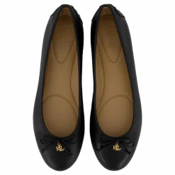 Lauren Ralph Lauren Jayna Nappa Leather Driver Flat Black Svart Outlet