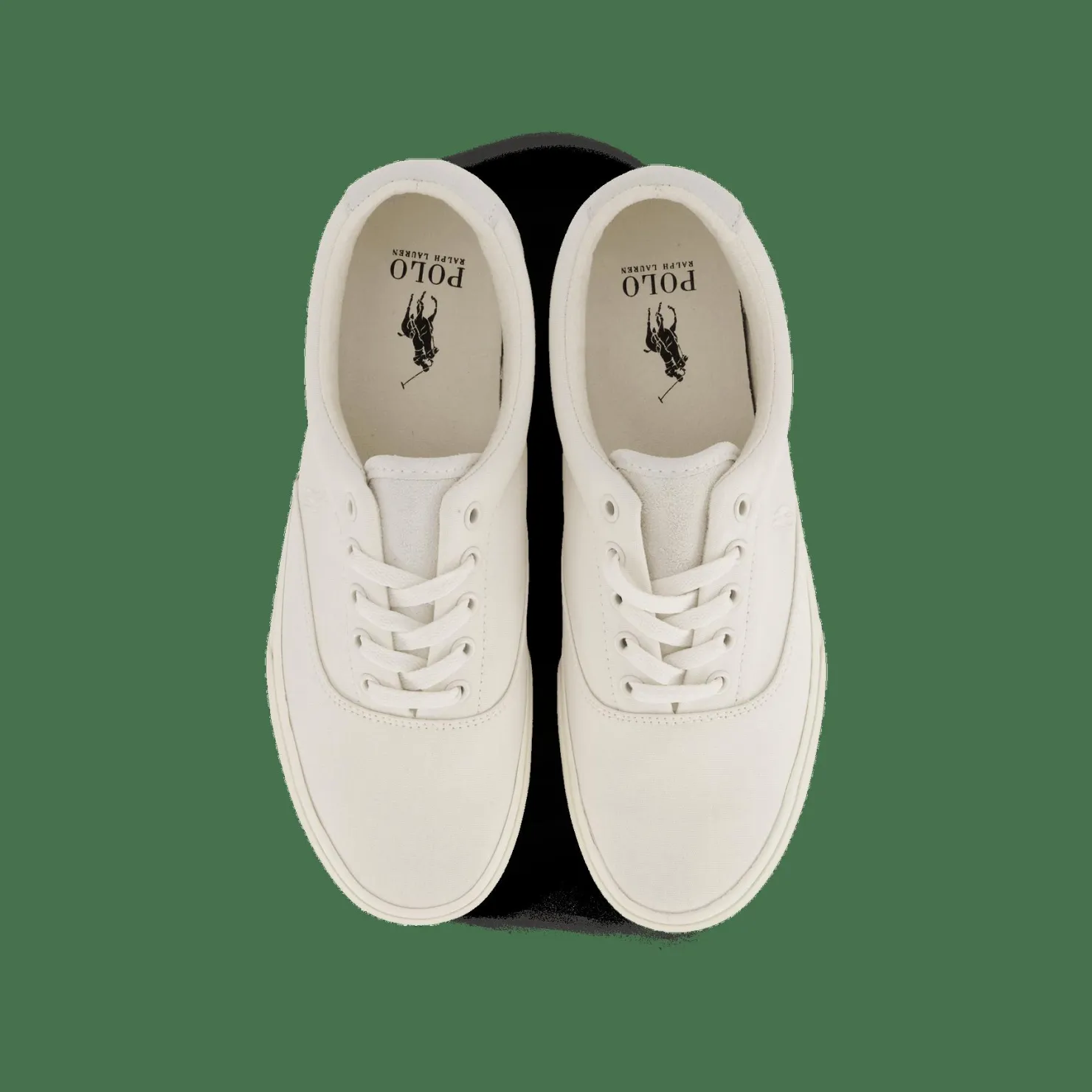 Polo Ralph Lauren Keaton Suede-Trim Canvas Sneaker Prchmt Crm Vit Outlet
