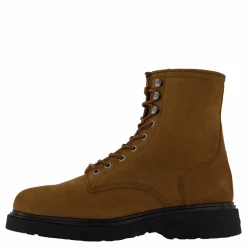 Calvin Klein Lace Up Boot W/ Zip Suede Snuff Brown Brun Hot