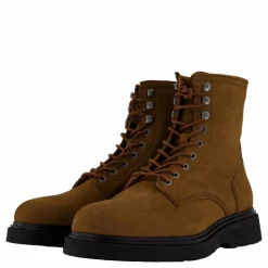 Calvin Klein Lace Up Boot W/ Zip Suede Snuff Brown Brun Hot