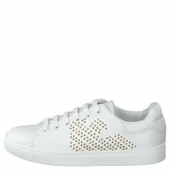 Emporio Armani Lace Up Sneaker R579 White+gold Guld och Vit New