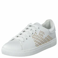 Emporio Armani Lace Up Sneaker R579 White+gold Guld och Vit New