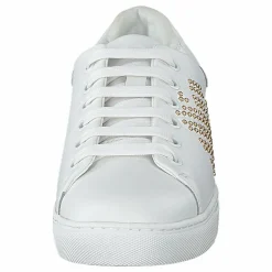 Emporio Armani Lace Up Sneaker R579 White+gold Guld och Vit New