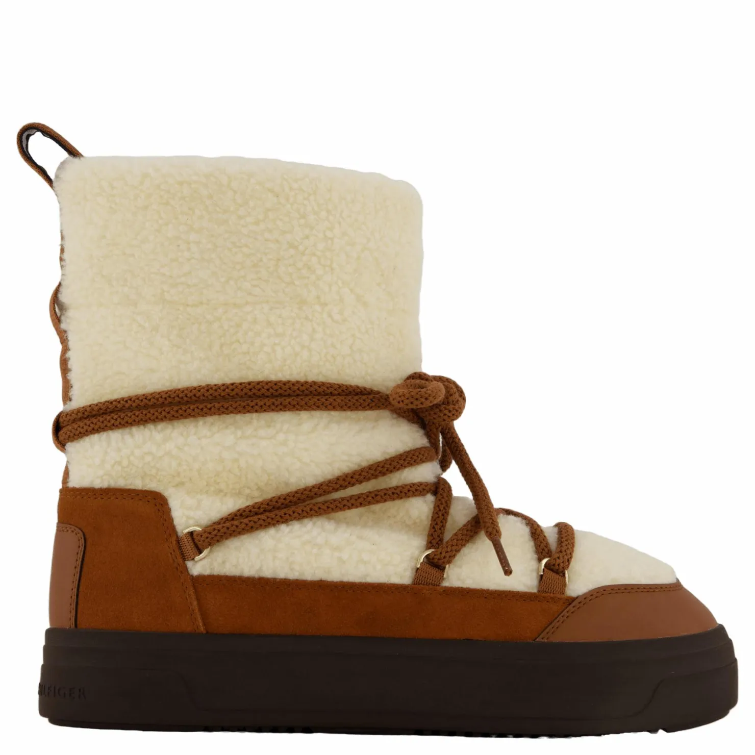 Tommy Hilfiger Lace-up Faux Shearling Snowboo Cognac Brown Brun Best