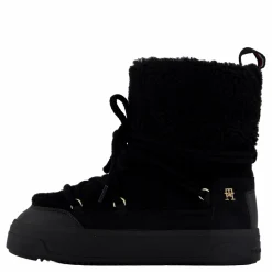 Tommy Hilfiger Lace-up Faux Shearling Snowboo Black Svart Clearance