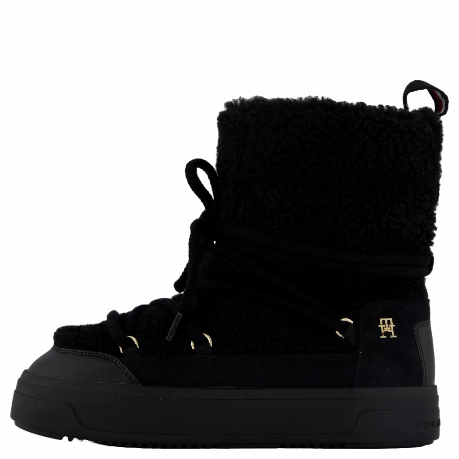 Tommy Hilfiger Lace-up Faux Shearling Snowboo Black Svart Clearance
