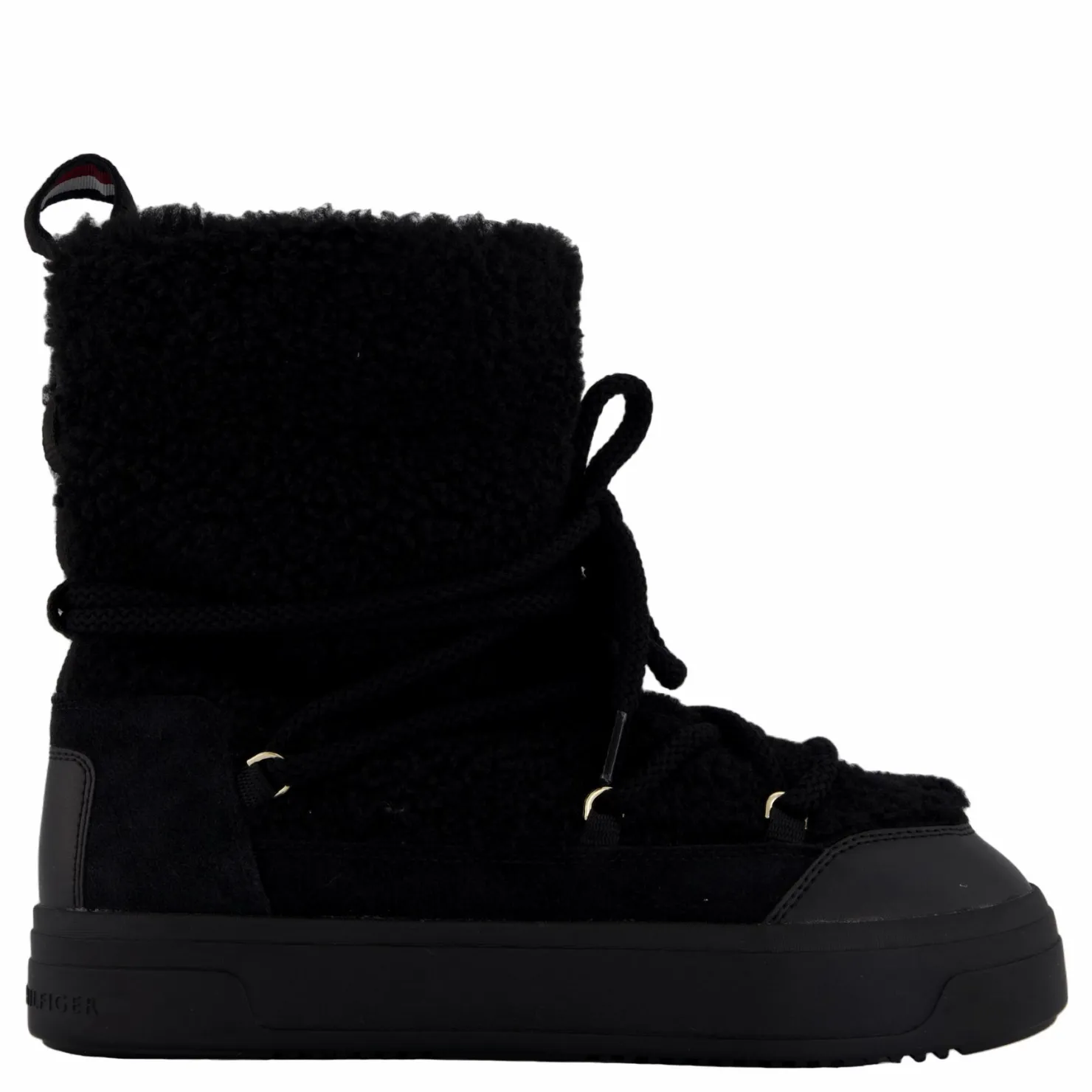 Tommy Hilfiger Lace-up Faux Shearling Snowboo Black Svart Clearance