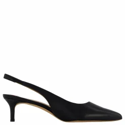 Lauren Ralph Lauren Lolah Burnished Leather Slingback Pump Black Svart Outlet
