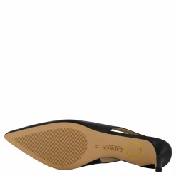 Lauren Ralph Lauren Lolah Burnished Leather Slingback Pump Black Svart Outlet