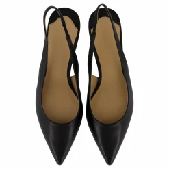 Lauren Ralph Lauren Lolah Burnished Leather Slingback Pump Black Svart Outlet