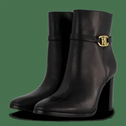 Lauren Ralph Lauren Maxie Burnished Leather Bootie Black Svart