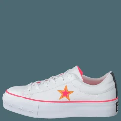 Converse One Star Platform White / Racer Pink / Orange Vit