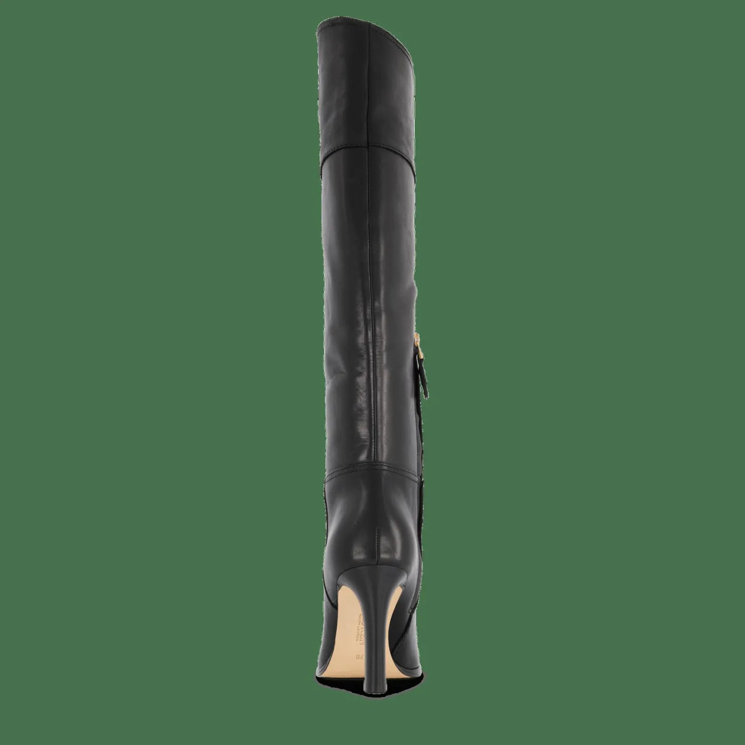 Lauren Ralph Lauren Page Burnished Leather Tall Boot Black Svart Sale