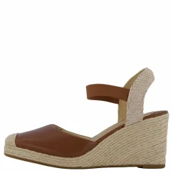 Lauren Ralph Lauren Pearle II Leather & Canvas Espadrille Deep Saddle Tan / Neutral / Deep Saddle Tan Beige Best