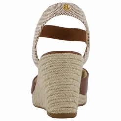 Lauren Ralph Lauren Pearle II Leather & Canvas Espadrille Deep Saddle Tan / Neutral / Deep Saddle Tan Beige Best