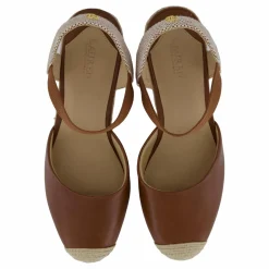 Lauren Ralph Lauren Pearle II Leather & Canvas Espadrille Deep Saddle Tan / Neutral / Deep Saddle Tan Beige Best